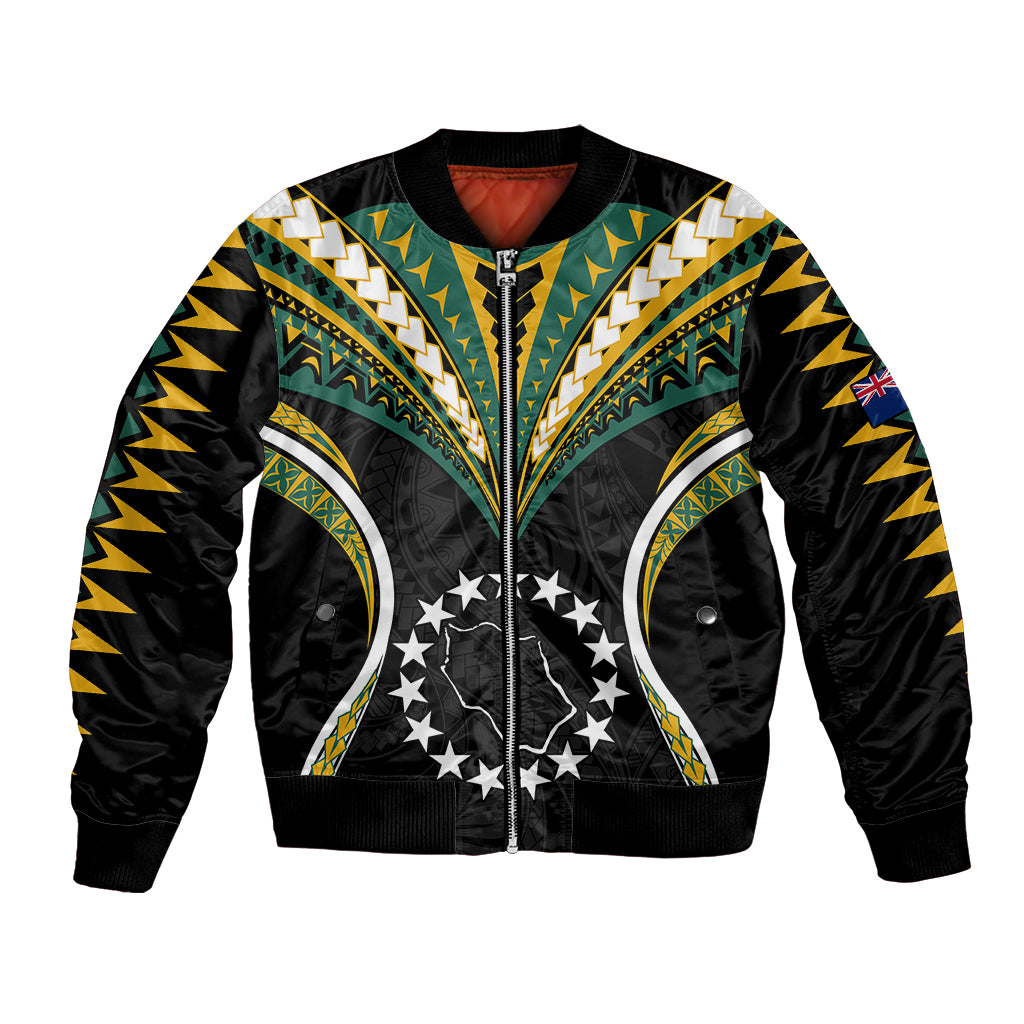 Polynesian Pride Penrhyn Island Bomber Jacket Cook Islands Tribal Wave Style LT9 Unisex Black - Polynesian Pride