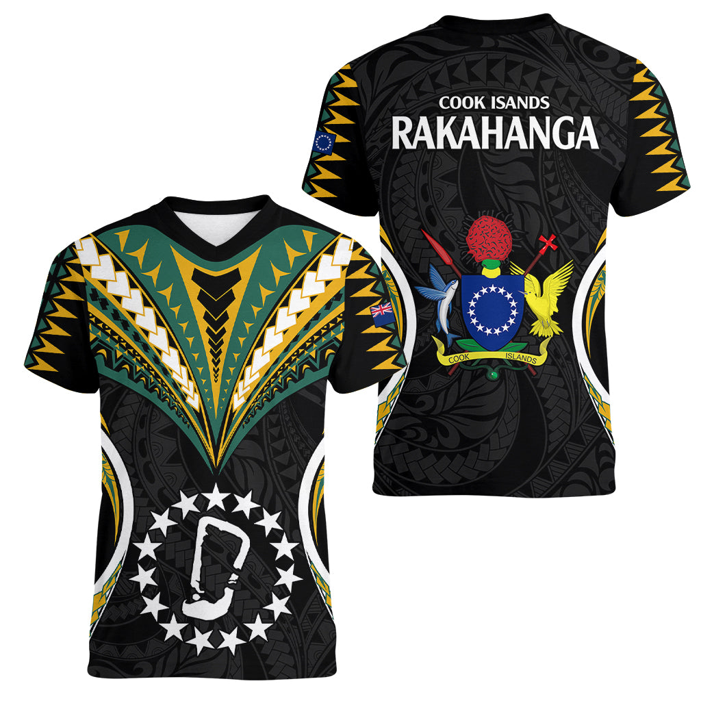 Polynesian Pride Rakahanga Island Women V Neck T Shirt Cook Islands Tribal Wave Style LT9 - Polynesian Pride