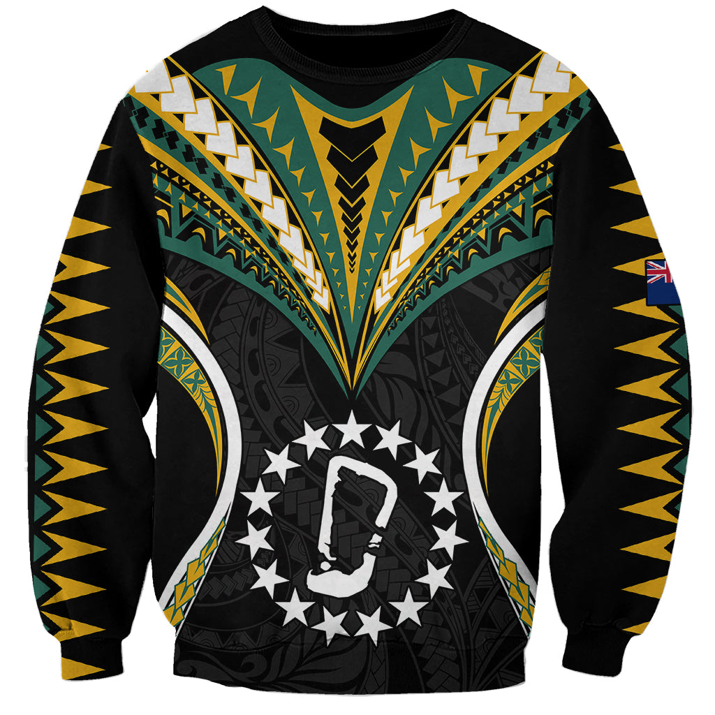 (Personalised) Polynesian Pride Rakahanga Island Sweatshirt Cook Islands Tribal Wave Style LT9 Unisex Black - Polynesian Pride