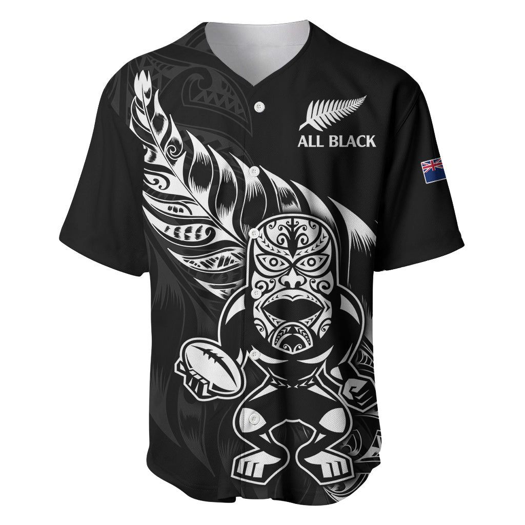 Custom New Zealand Aotearoa Rugby Baseball Jersey Black Fern Maori Tribal Sporty Style LT9