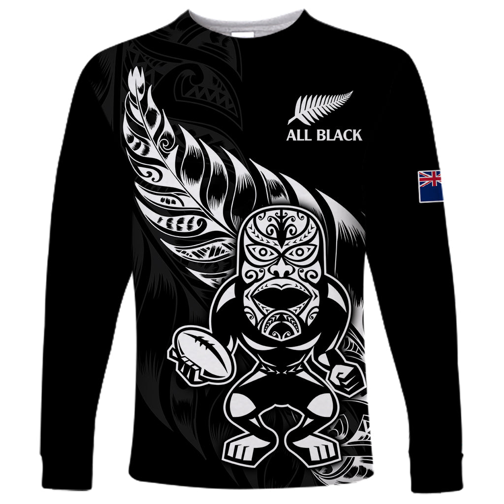 New Zealand All Black Rugby Long Sleeve Shirt LT9 Unisex Black - Polynesian Pride