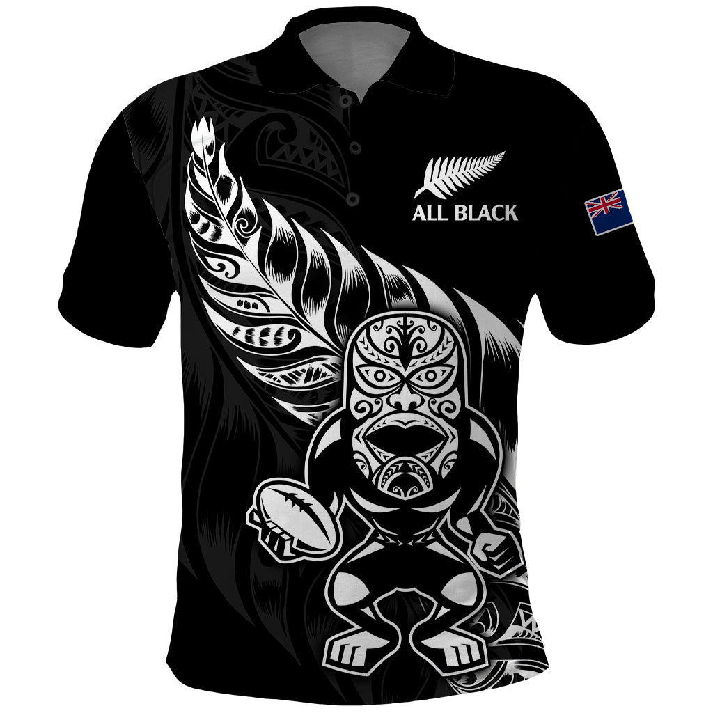 (Custom Text and Number) New Zealand All Black Rugby Polo Shirt LT9 Black - Polynesian Pride