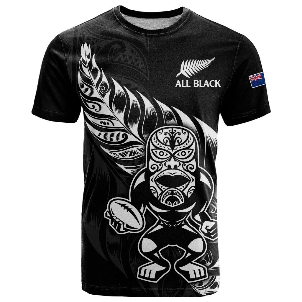 (Custom Text and Number) New Zealand All Black Rugby T Shirt LT9 Black - Polynesian Pride