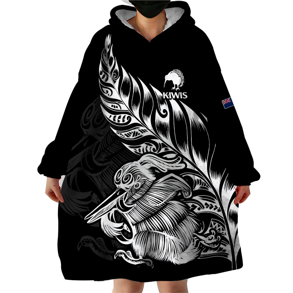 (Custom Text And Number) New Zealand Kiwi Rugby Wearable Blanket Hoodie LT9 - Polynesian Pride