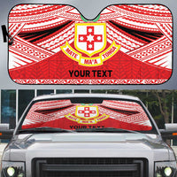 Personalised Kolisi Tonga College Atele Auto Sun Shade Polynesian Ngatu Tribal - Polynesian Pride