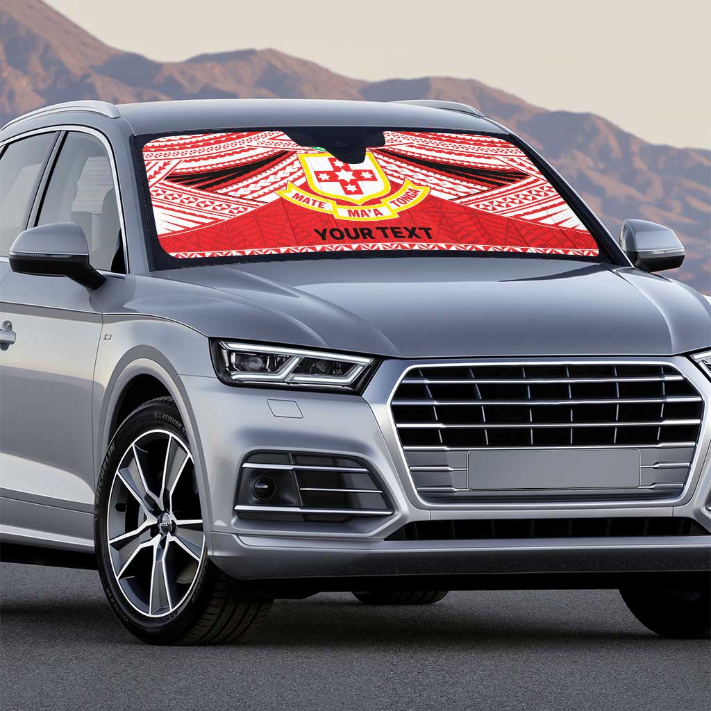 Personalised Kolisi Tonga College Atele Auto Sun Shade Polynesian Ngatu Tribal - Polynesian Pride