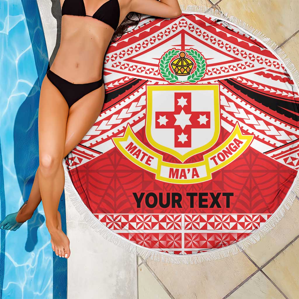 Personalised Kolisi Tonga College Atele Beach Blanket Polynesian Ngatu Tribal