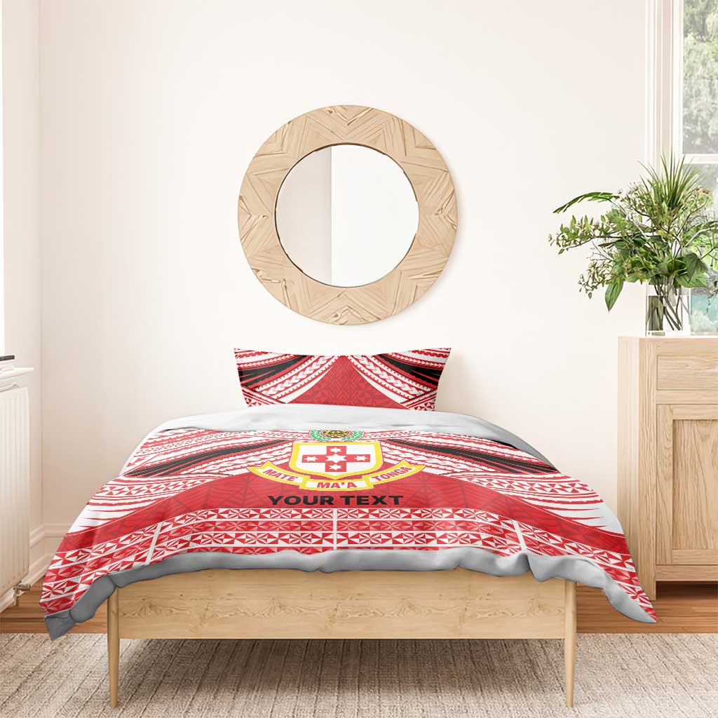Personalised Kolisi Tonga College Atele Bedding Set Polynesian Ngatu Tribal