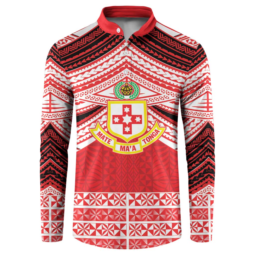 Personalised Kolisi Tonga College Atele Button Sweatshirt Polynesian Ngatu Tribal