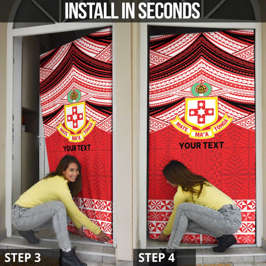 Personalised Kolisi Tonga College Atele Door Cover Polynesian Ngatu Tribal - Polynesian Pride