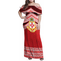Personalised Kolisi Tonga College Atele Family Matching Off Shoulder Maxi Dress and Hawaiian Shirt Polynesian Ngatu Tribal