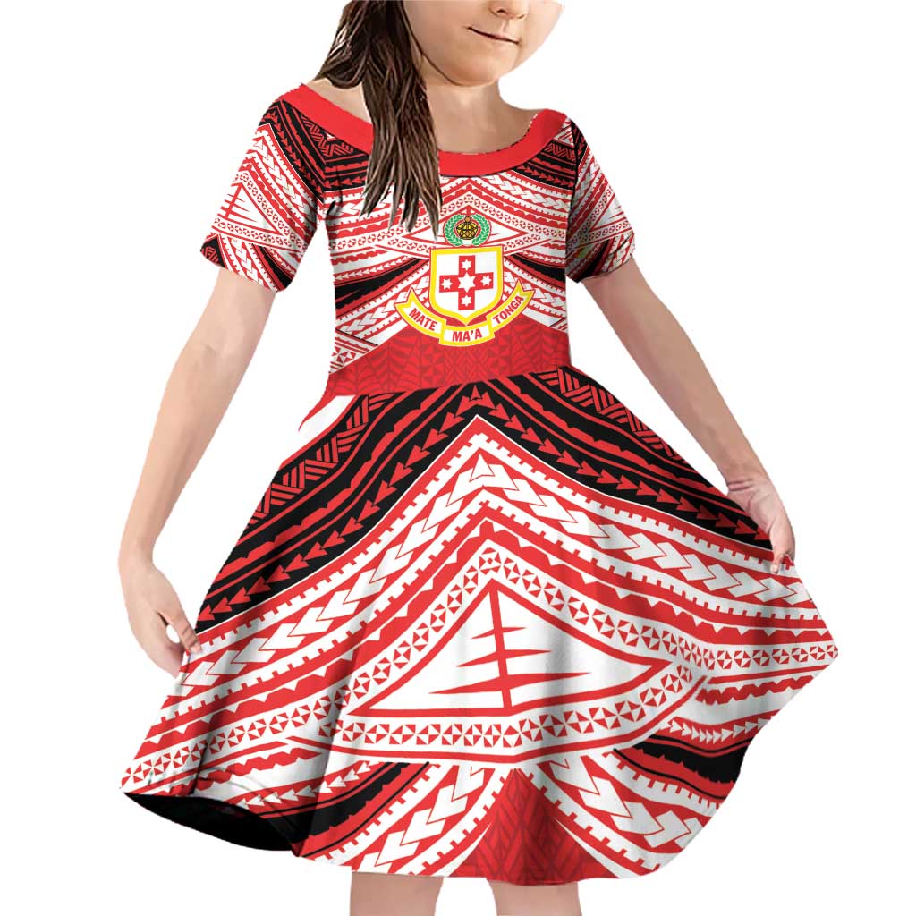 Personalised Kolisi Tonga College Atele Family Matching Off Shoulder Short Dress and Hawaiian Shirt Polynesian Ngatu Tribal