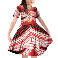 Personalised Kolisi Tonga College Atele Family Matching Off Shoulder Short Dress and Hawaiian Shirt Polynesian Ngatu Tribal