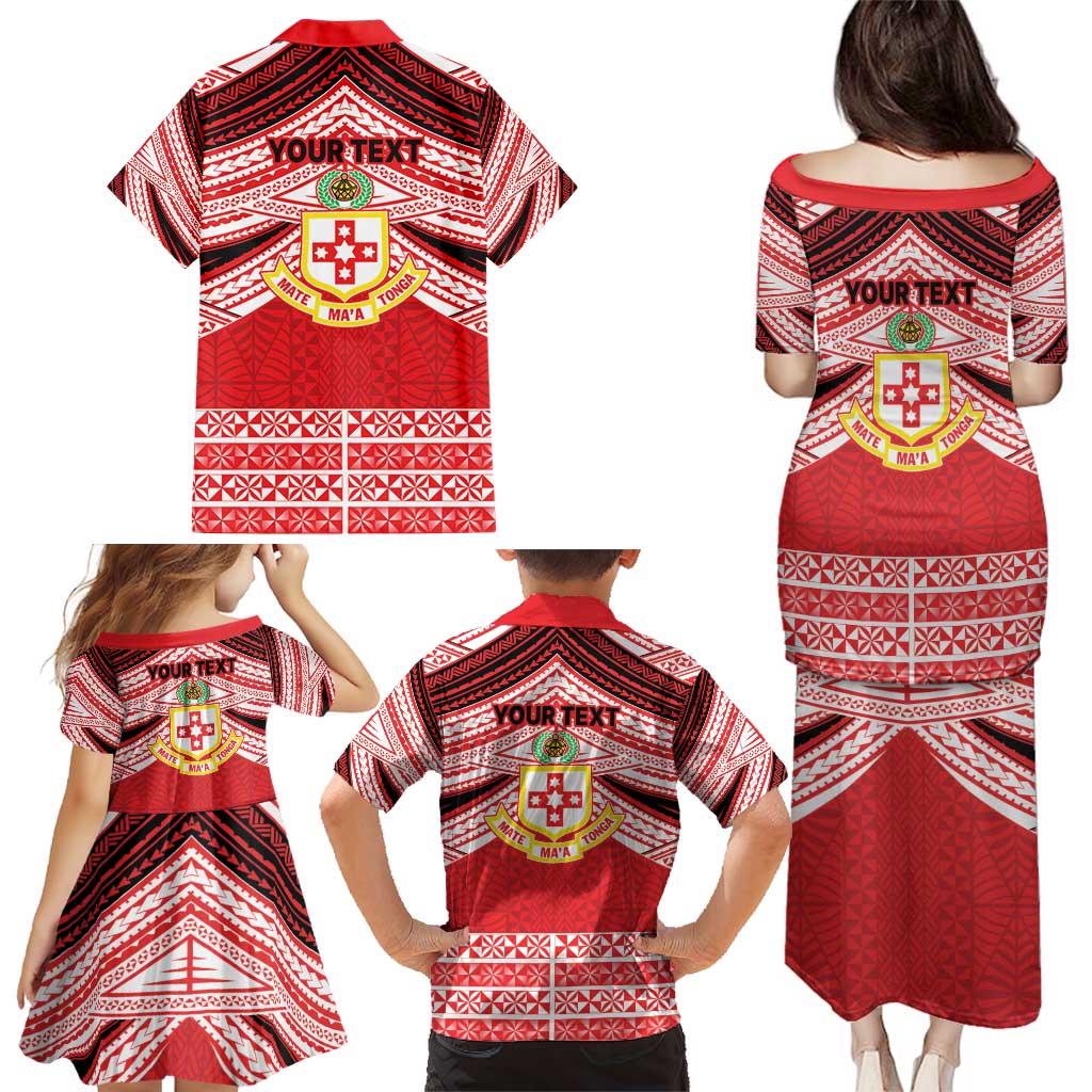 Personalised Kolisi Tonga College Atele Family Matching Puletasi and Hawaiian Shirt Polynesian Ngatu Tribal