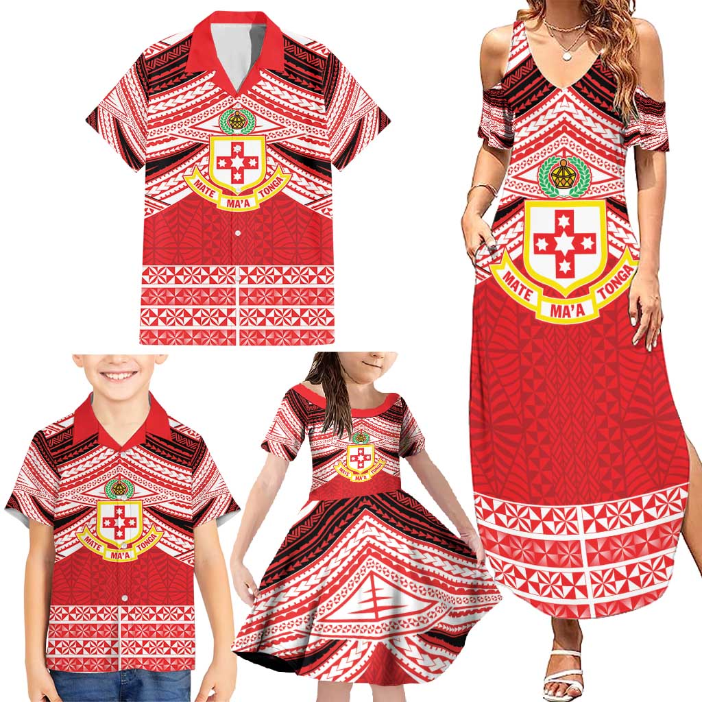 Personalised Kolisi Tonga College Atele Family Matching Summer Maxi Dress and Hawaiian Shirt Polynesian Ngatu Tribal