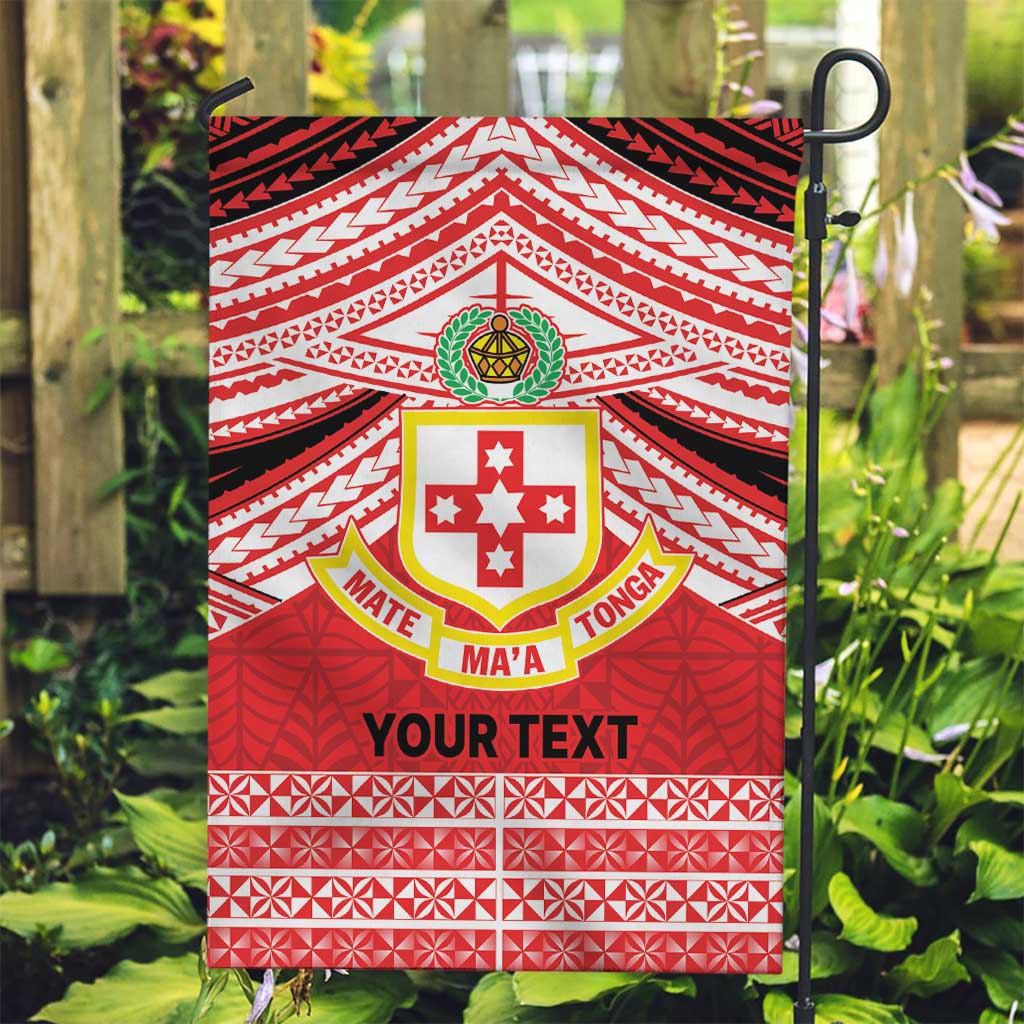 Personalised Kolisi Tonga College Atele Garden Flag Polynesian Ngatu Tribal