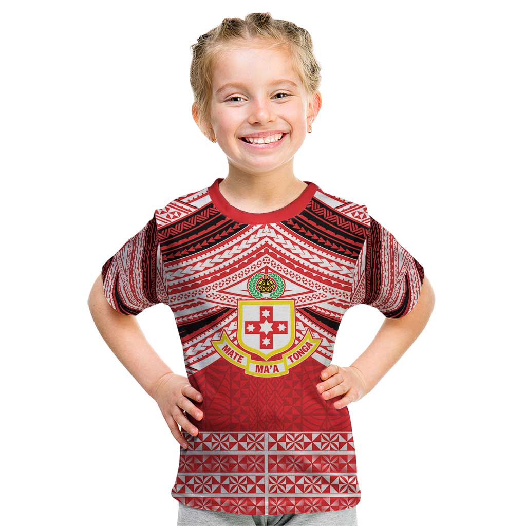 Personalised Kolisi Tonga College Atele Kid T Shirt Polynesian Ngatu Tribal