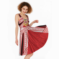 Personalised Kolisi Tonga College Atele Midi Dress Polynesian Ngatu Tribal - Polynesian Pride