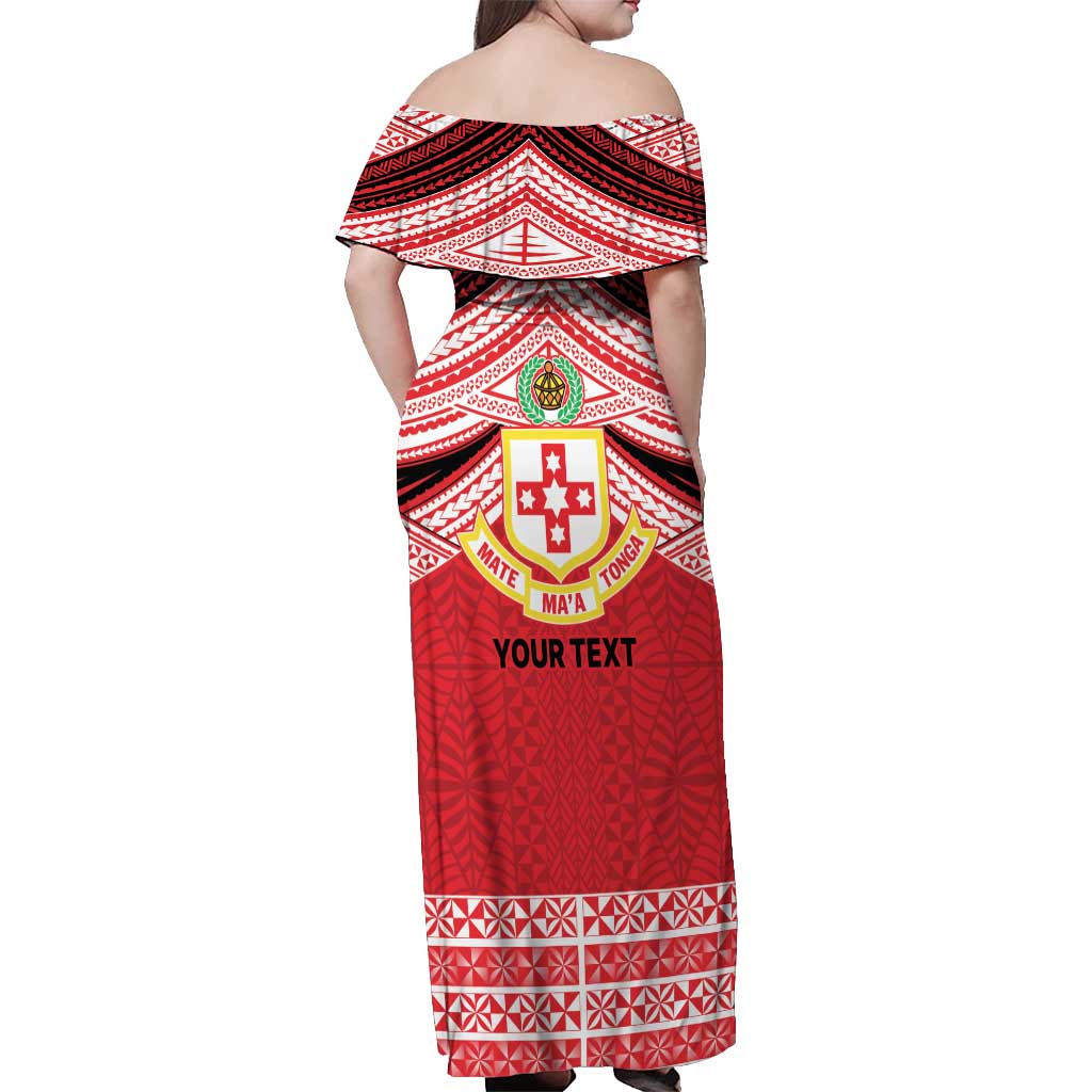 Personalised Kolisi Tonga College Atele Off Shoulder Maxi Dress Polynesian Ngatu Tribal