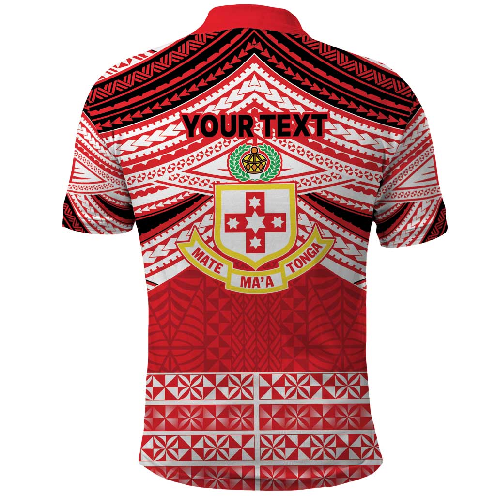 Personalised Kolisi Tonga College Atele Polo Shirt Polynesian Ngatu Tribal