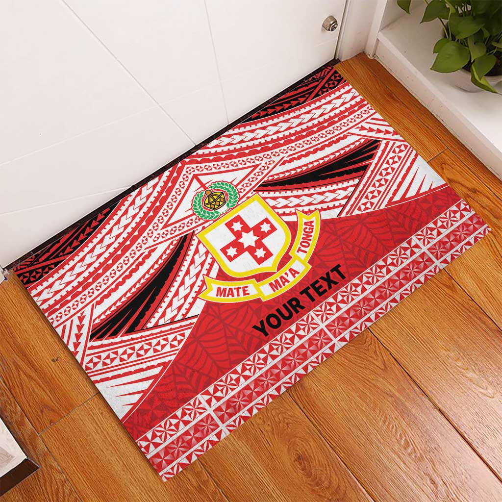Personalised Kolisi Tonga College Atele Rubber Doormat Polynesian Ngatu Tribal