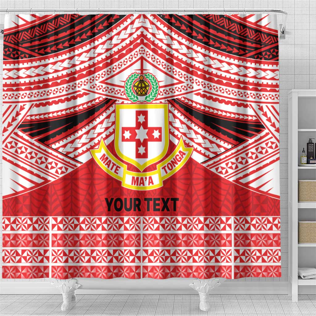 Personalised Kolisi Tonga College Atele Shower Curtain Polynesian Ngatu Tribal