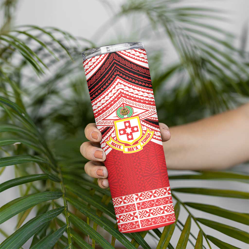 Personalised Kolisi Tonga College Atele Skinny Tumbler Polynesian Ngatu Tribal