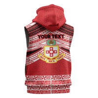 Personalised Kolisi Tonga College Atele Sleeveless Hoodie Polynesian Ngatu Tribal - Polynesian Pride
