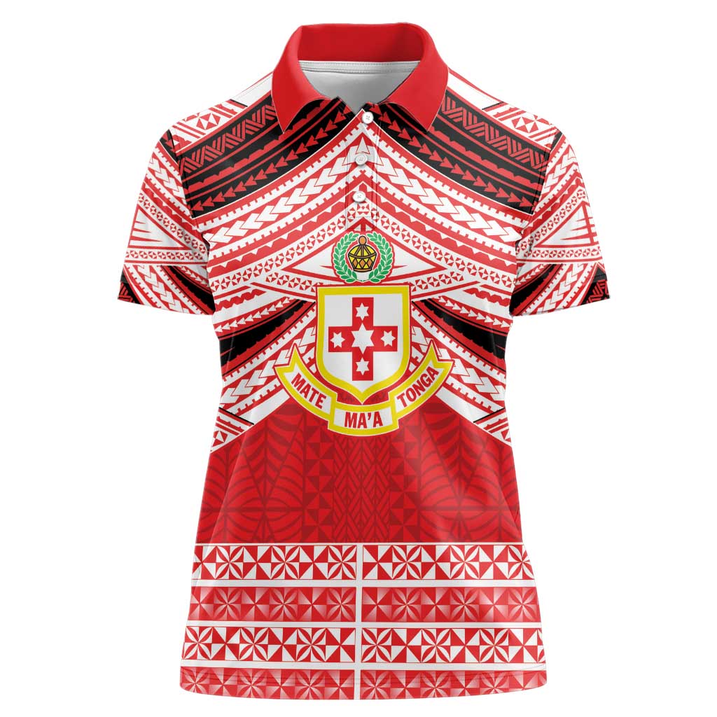Personalised Kolisi Tonga College Atele Women Polo Shirt Polynesian Ngatu Tribal