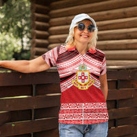 Personalised Kolisi Tonga College Atele Women Polo Shirt Polynesian Ngatu Tribal