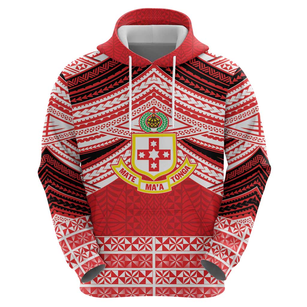 Personalised Kolisi Tonga College Atele Zip Hoodie Polynesian Ngatu Tribal