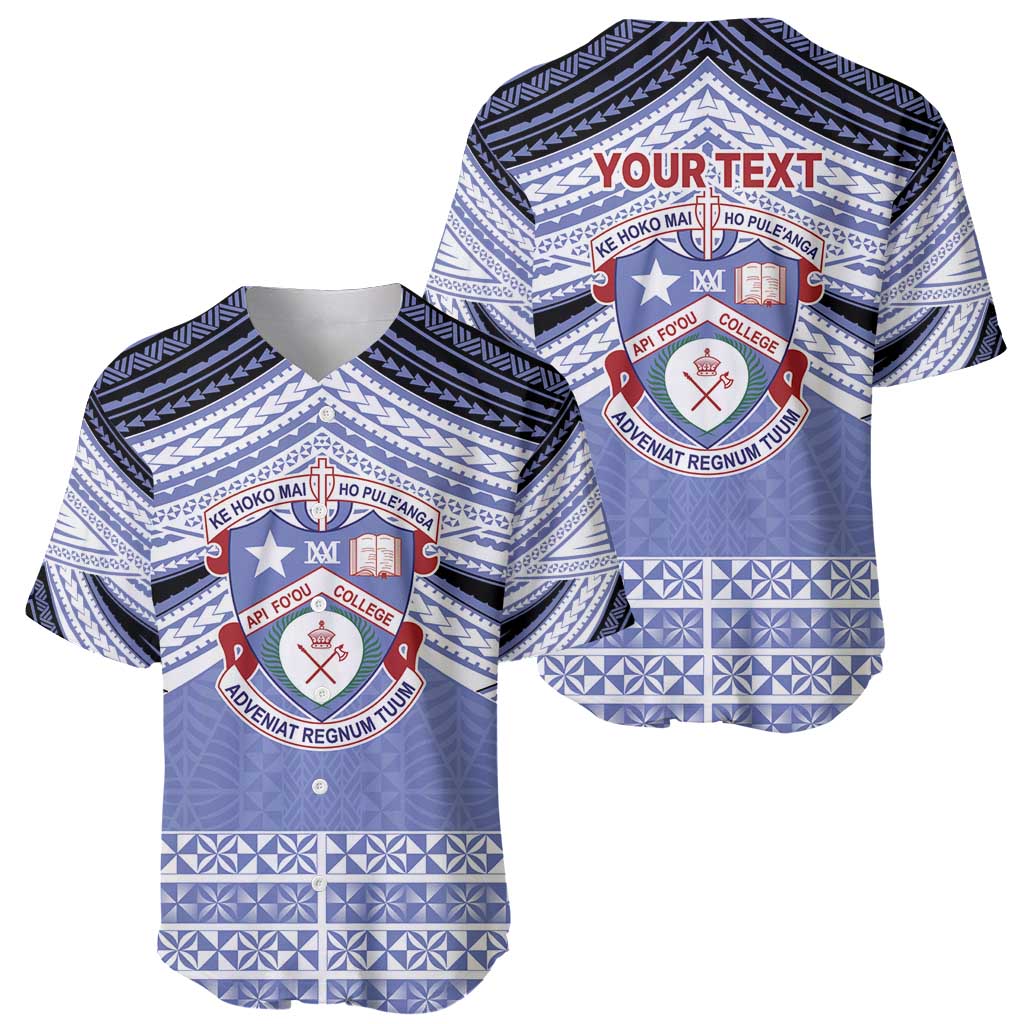 Personalised Tonga Apifoou College Baseball Jersey Polynesian Ngatu Tribal