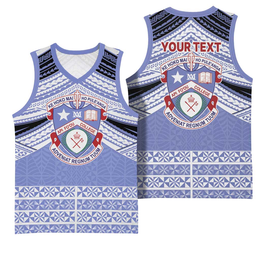 Personalised Tonga Apifoou College Basketball Jersey Polynesian Ngatu Tribal - Polynesian Pride