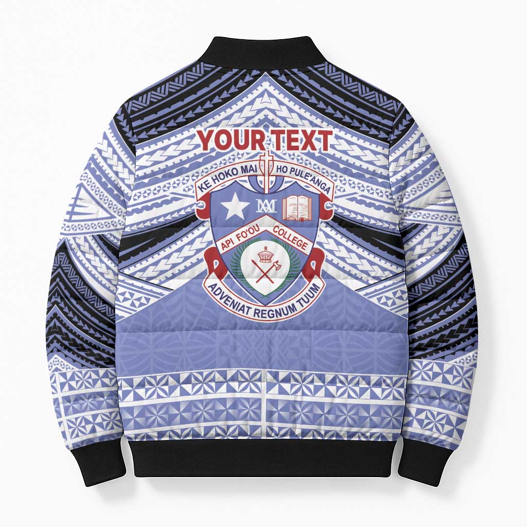 Personalised Tonga Apifoou College Bomber Puffer Jacket Polynesian Ngatu Tribal - Polynesian Pride