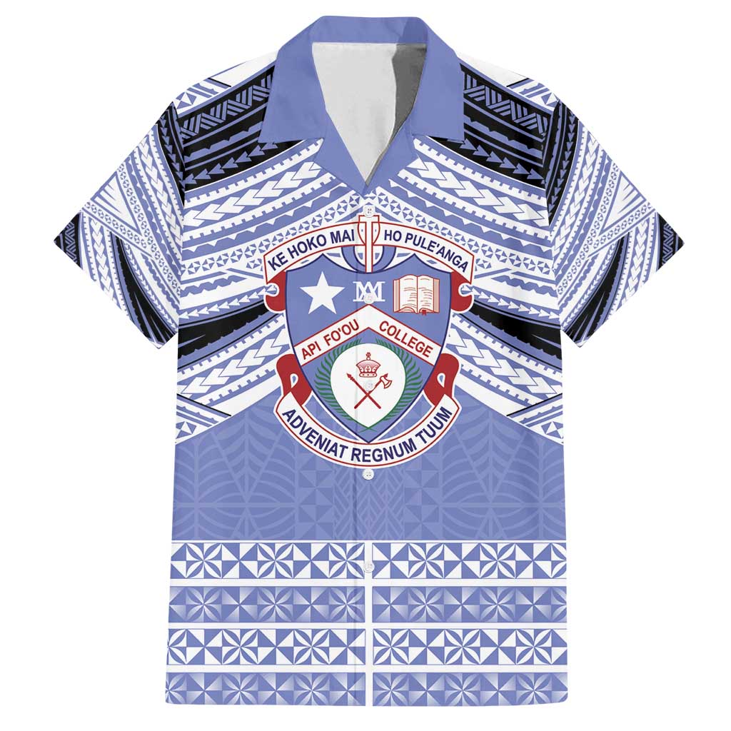 Personalised Tonga Apifoou College Family Matching Long Sleeve Bodycon Dress and Hawaiian Shirt Polynesian Ngatu Tribal