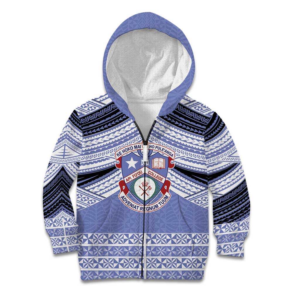 Personalised Tonga Apifoou College Kid Hoodie Polynesian Ngatu Tribal