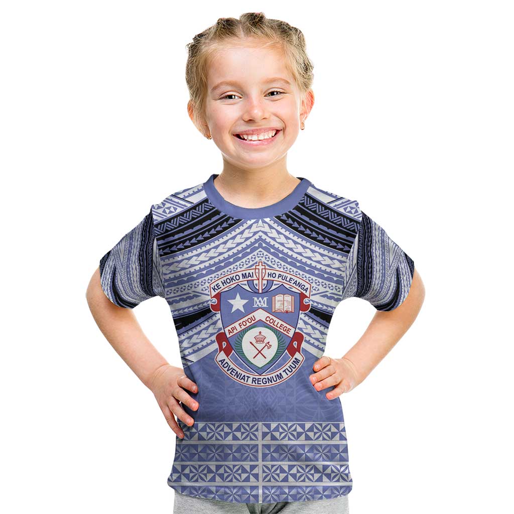 Personalised Tonga Apifoou College Kid T Shirt Polynesian Ngatu Tribal