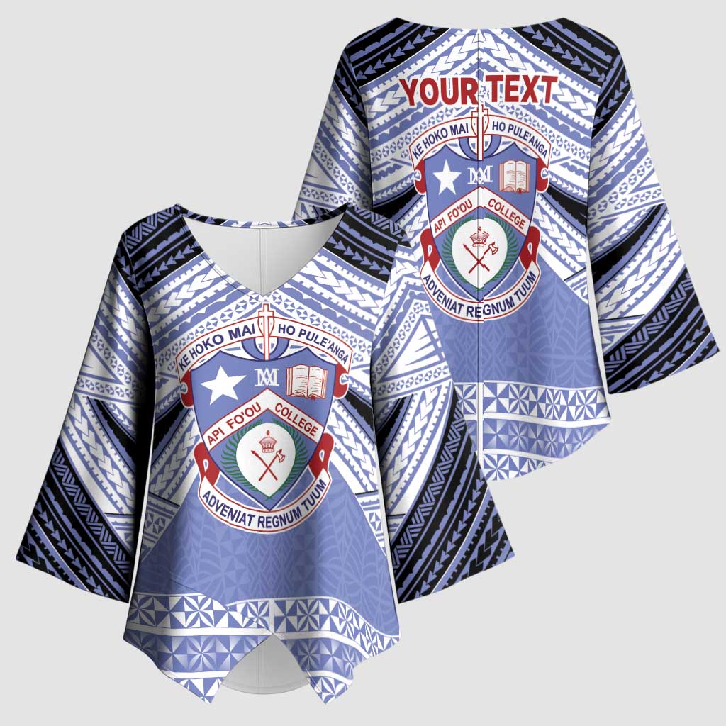Personalised Tonga Apifoou College Kimono Sleeve Blouse Polynesian Ngatu Tribal - Polynesian Pride