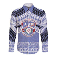 Personalised Tonga Apifoou College Long Sleeve Button Shirt Polynesian Ngatu Tribal
