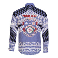 Personalised Tonga Apifoou College Long Sleeve Button Shirt Polynesian Ngatu Tribal