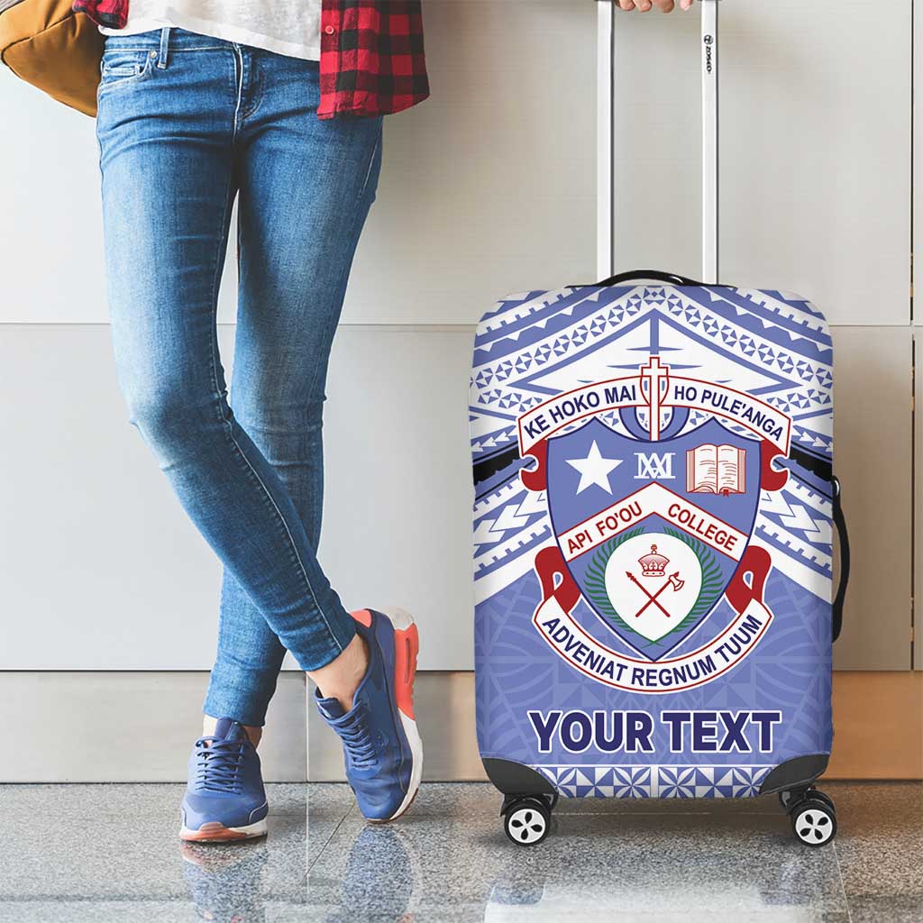 Personalised Tonga Apifoou College Luggage Cover Polynesian Ngatu Tribal