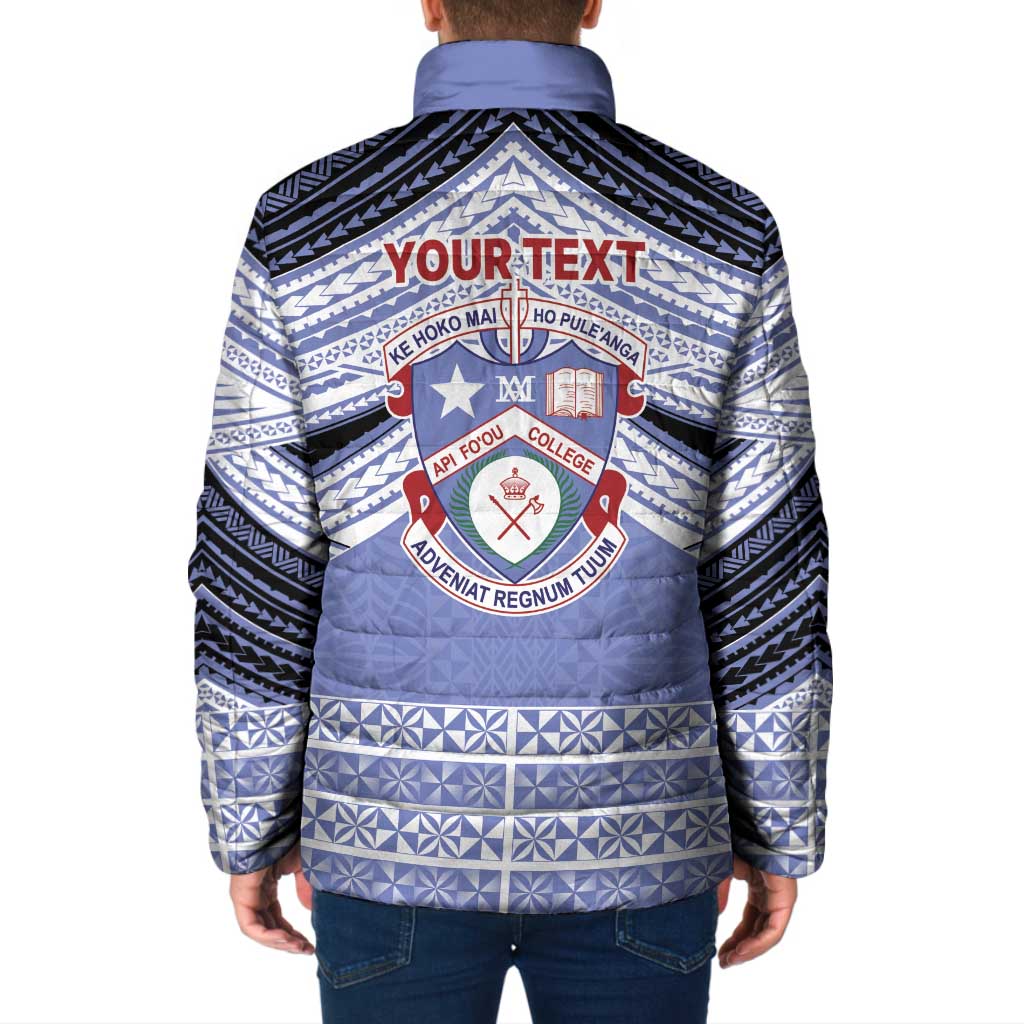 Personalised Tonga Apifoou College Padded Jacket Polynesian Ngatu Tribal - Polynesian Pride
