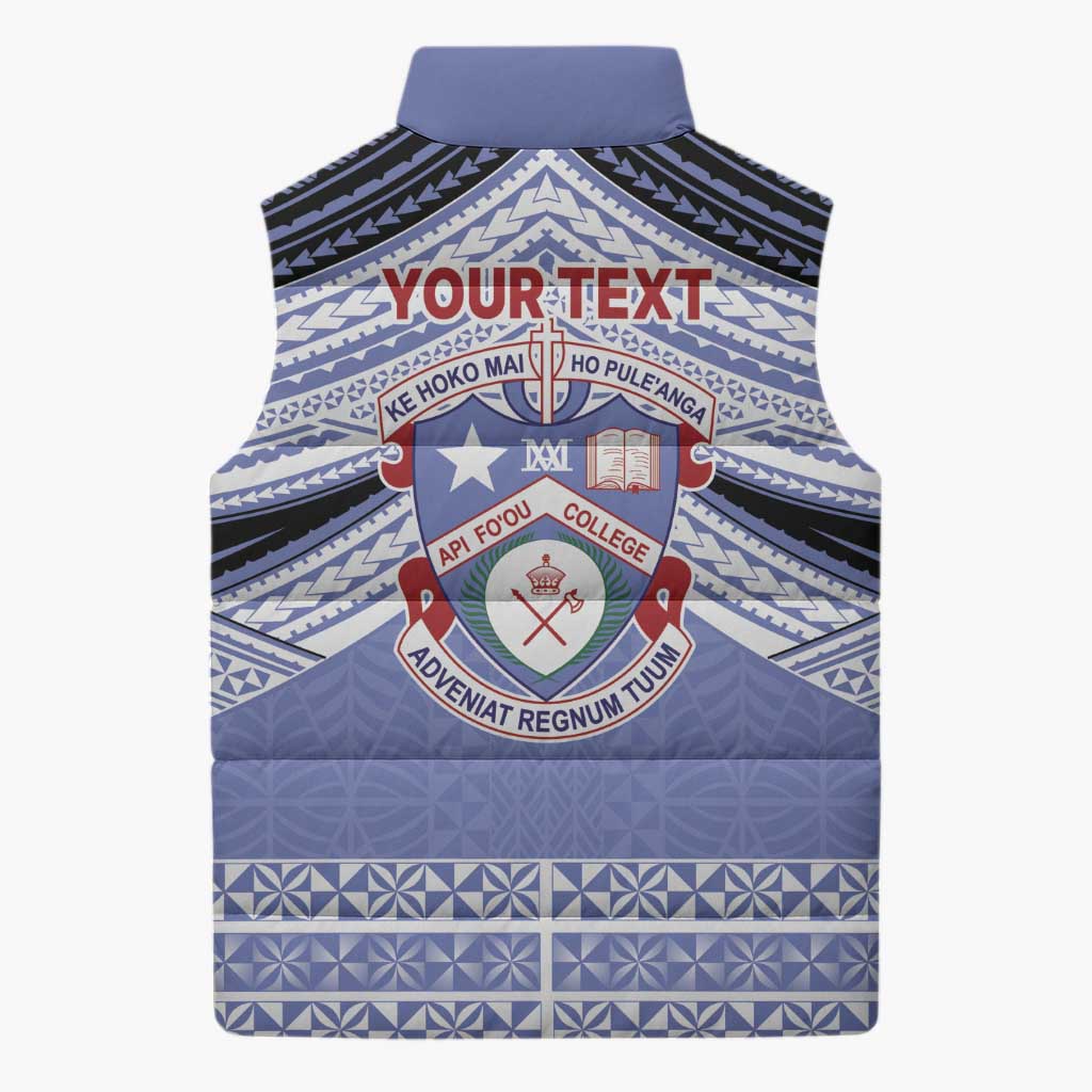 Personalised Tonga Apifoou College Sleeveless Puffer Jacket Polynesian Ngatu Tribal - Polynesian Pride