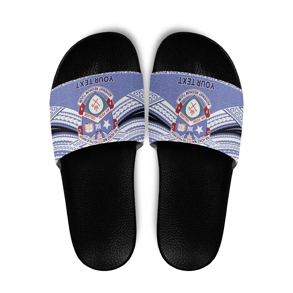 Personalised Tonga Apifoou College Slide Sandals Polynesian Ngatu Tribal - Polynesian Pride
