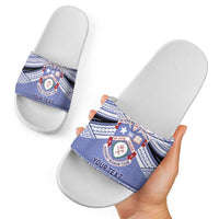 Personalised Tonga Apifoou College Slide Sandals Polynesian Ngatu Tribal - Polynesian Pride