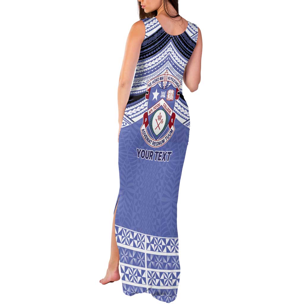 Personalised Tonga Apifoou College Tank Maxi Dress Polynesian Ngatu Tribal