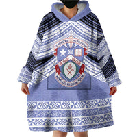 Personalised Tonga Apifoou College Wearable Blanket Hoodie Polynesian Ngatu Tribal