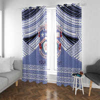 Personalised Tonga Apifoou College Window Curtain Polynesian Ngatu Tribal
