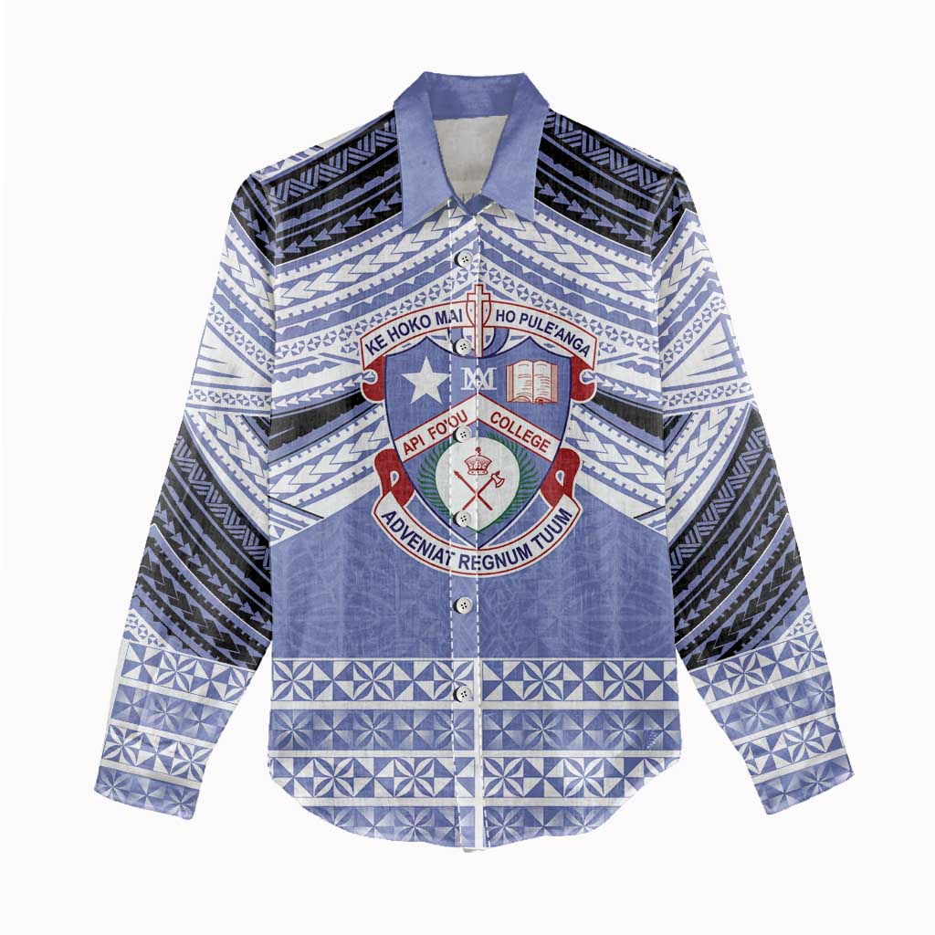 Personalised Tonga Apifoou College Women Casual Shirt Polynesian Ngatu Tribal