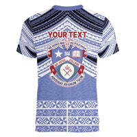 Personalised Tonga Apifoou College Women V-Neck T-Shirt Polynesian Ngatu Tribal